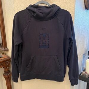 NIKE Women Black Michigan Wolverines Funnel Neck Hoodie Sweatshirt Size Medium